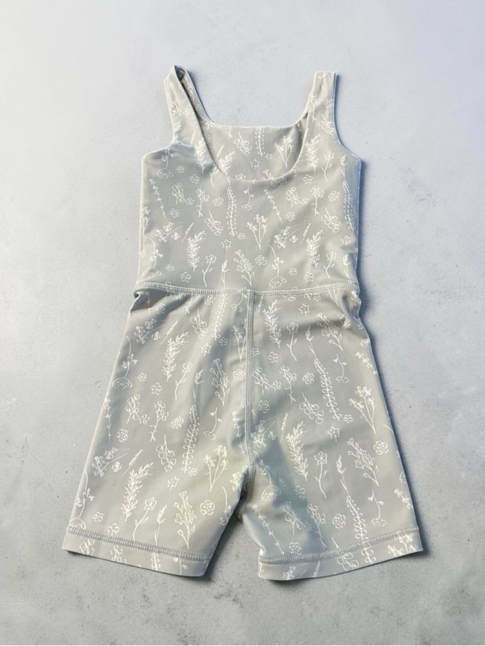 Tullabee Girls Sage Green Floral Tank Bike Romper Size 5-6T - Picture 7 of 9
